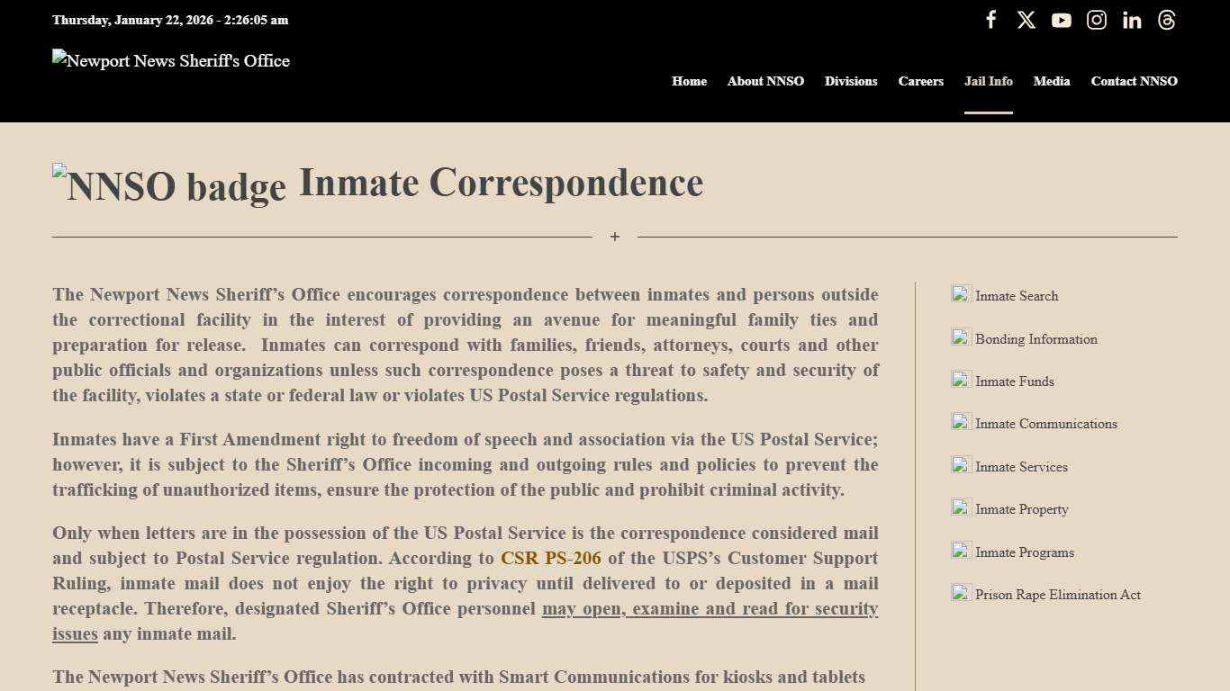 Inmate Correspondence